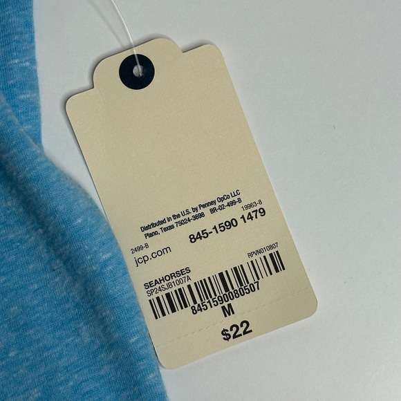 NWT St. John's Bay Blue Seahorses Short Sleeve Crew Neck T-Shirt Womens Medium M - Picture 7 of 9